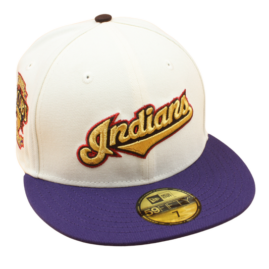 New Era 59FIFTY Fitted Cap - Cleveland Indians Cooperstown - 1994 Inaugural Season - Chrome/Purple - Headz Up