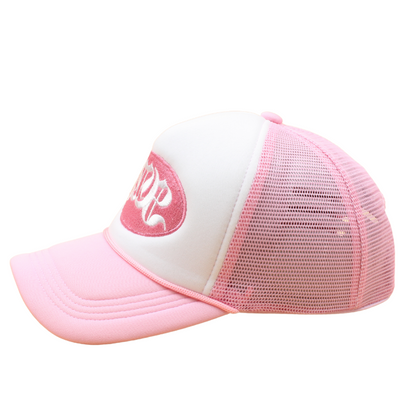Pink White Sabo Logo Trucker Cap - Headz Up 