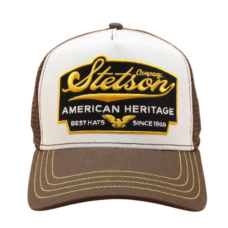 American Heritage Trucker Cap - White/Brown - Headz Up 