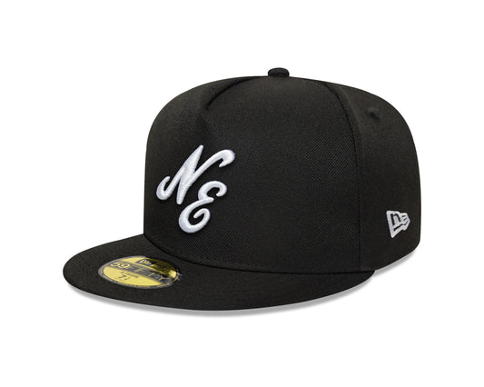 New Era - 59FIFTY Fitted A-Frame Cap - NE SCRIPT - Precurved - Black - Headz Up