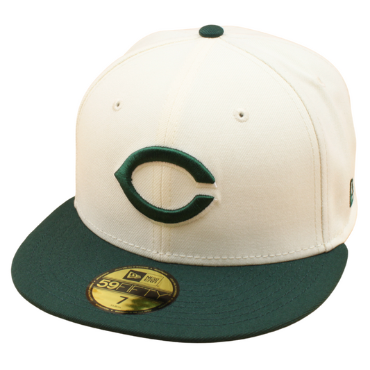 New Era - 59FIFTY Fitted Cap - Cincinatti Reds - 2-Tone - Chrome/Dark Green - Headz Up