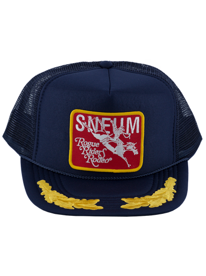 SNEUM RRR Logo Trucker Cap W. Gold Leaves In Navy With Red Patch - Headz Up 
