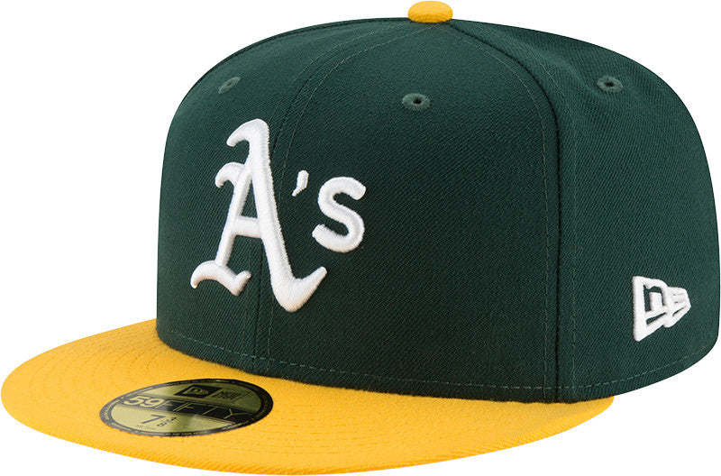 Oakland Baseball Hat Dark Green A's Gold New Era 59FIFTY Fitted Dark Green