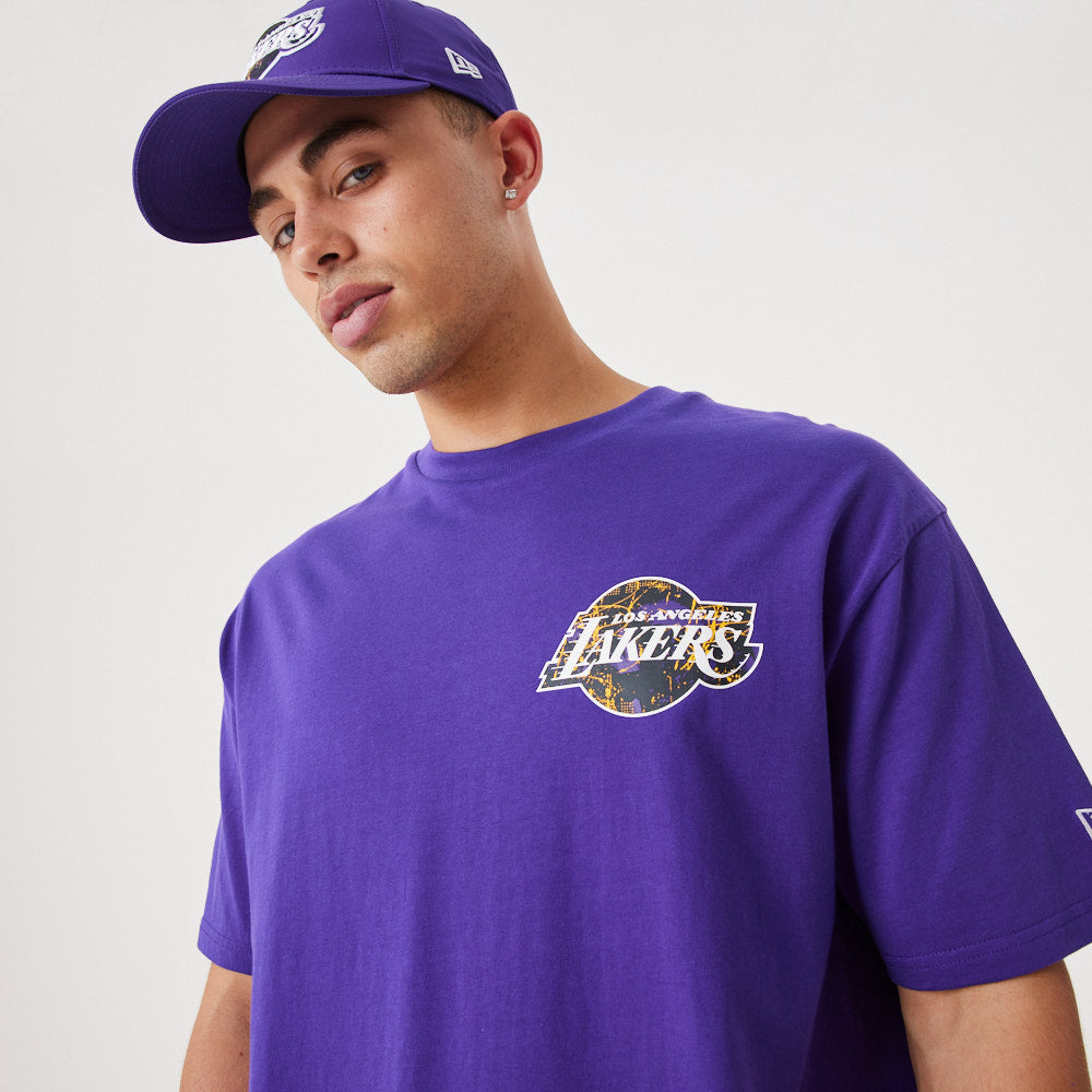 Infill Team Logo Oversize Tee - Los Angeles Lakers - Purple - Headz Up 