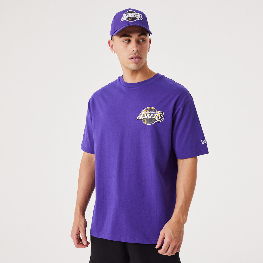Infill Team Logo Oversize Tee - Los Angeles Lakers - Purple - Headz Up 
