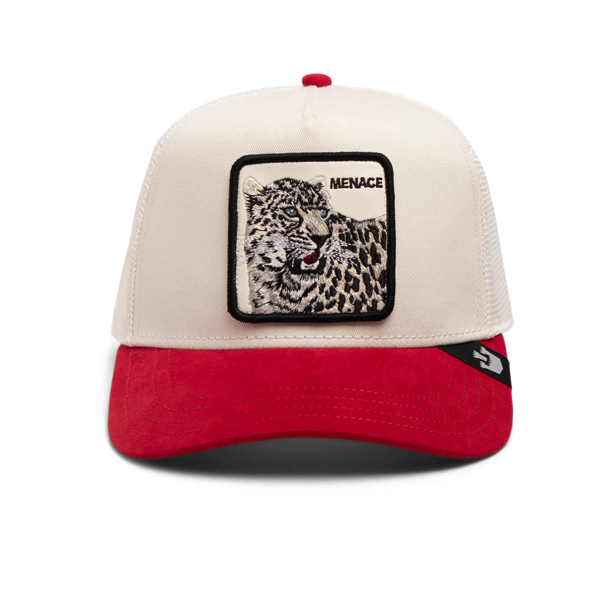 Goorin Bros - The Suede Snow Leopard - A-Frame Trucker Cap - White/Red - Headz Up 