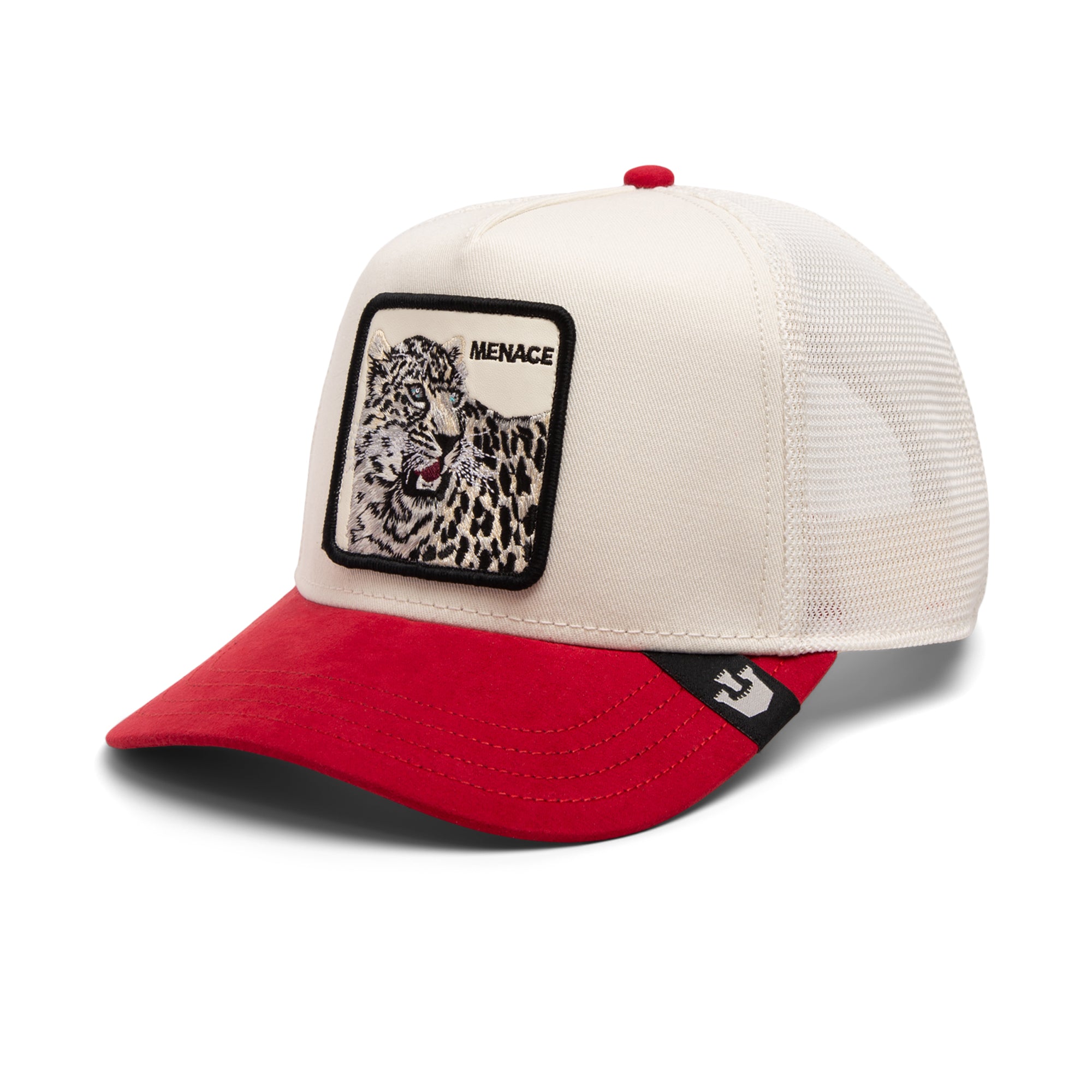 Goorin Bros - The Suede Snow Leopard - A-Frame Trucker Cap - White/Red - Headz Up 