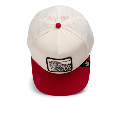 Goorin Bros - The Suede Snow Leopard - A-Frame Trucker Cap - White/Red