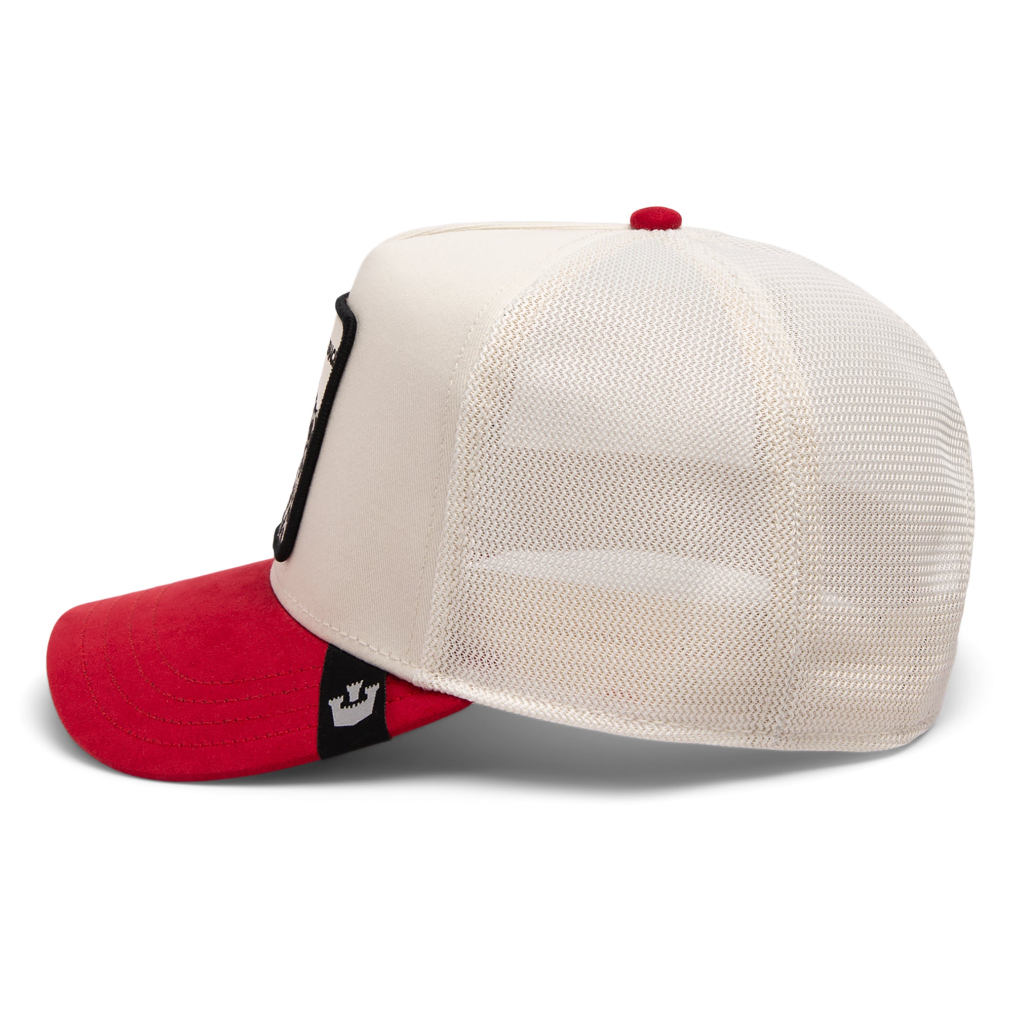 Goorin Bros - The Suede Snow Leopard - A-Frame Trucker Cap - White/Red - Headz Up 