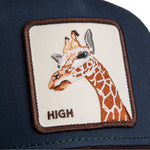 Goorin Bros tricolor giraffe trucker cap med multicolorerede mønstre og netryg, afslappet og stilfuld hovedbeklædning