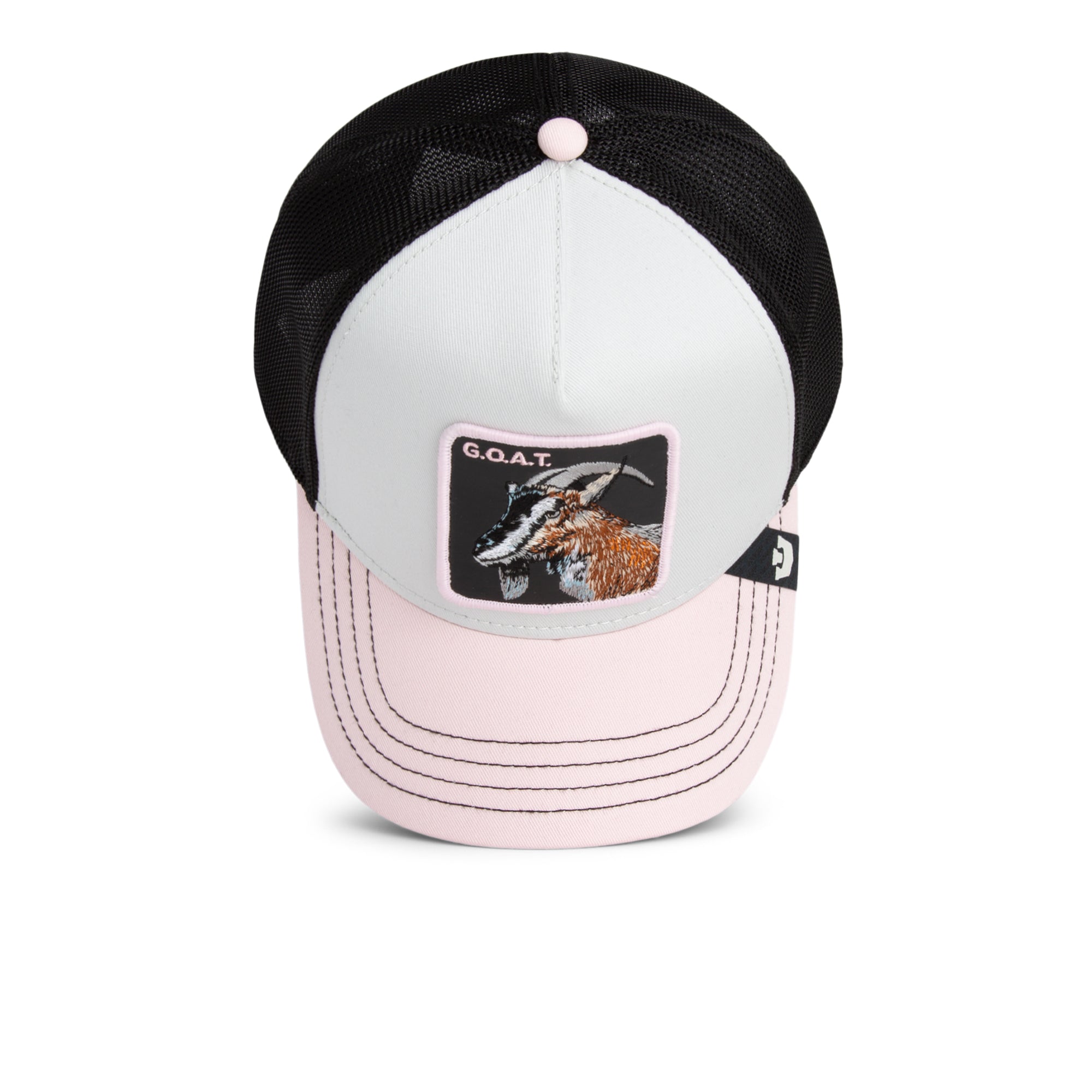 Tricolor Goorin Bros trucker cap med multicolore design og justerbar snapback, afslappet og moderne hovedbeklædning