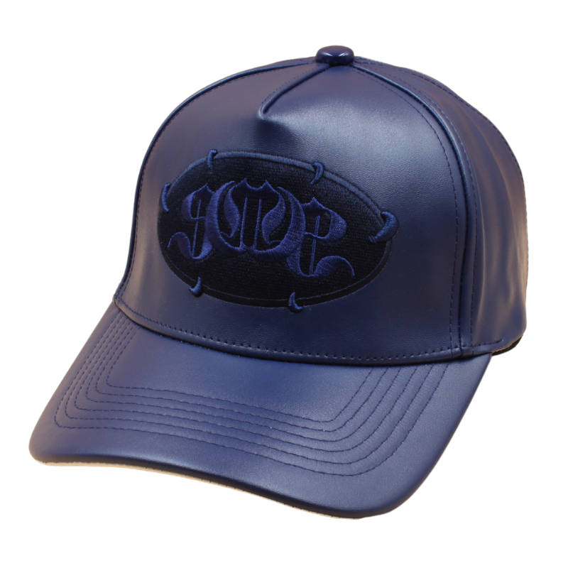 Navy PU Leather Sabochini - Logo A-Frame Cap - Headz Up 