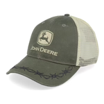 John Deere - Oil Skin Look w/Mesh Back - Off White/Olive - Headz Up 