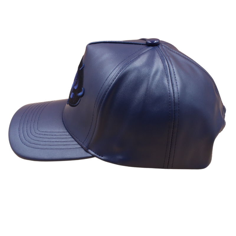 Navy PU Leather Sabochini - Logo A-Frame Cap - Headz Up 