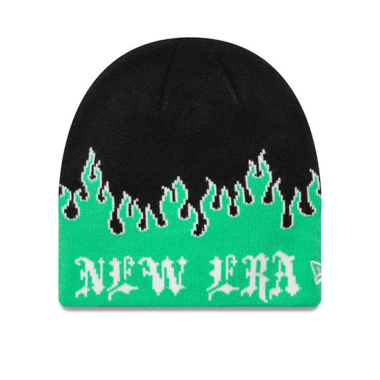 New Era - NE Flame Skull Beanie - Black/Green