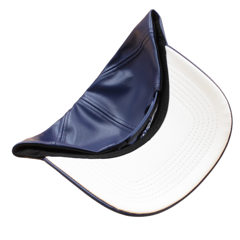 Navy PU Leather Sabochini - Logo A-Frame Cap - Headz Up 