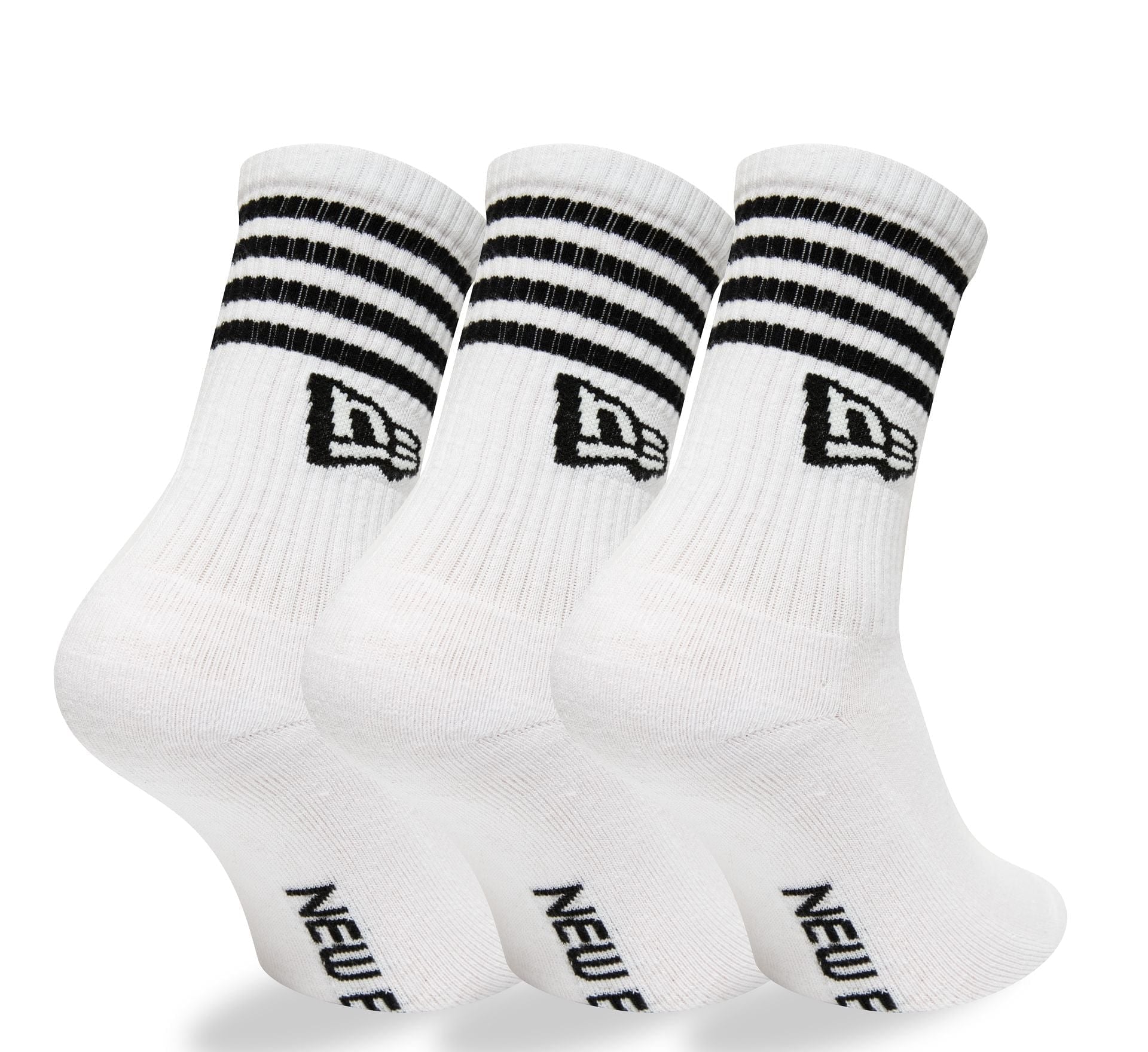 New Era - STRIPE CREW SOCK - 3 Pack - White - Headz Up 