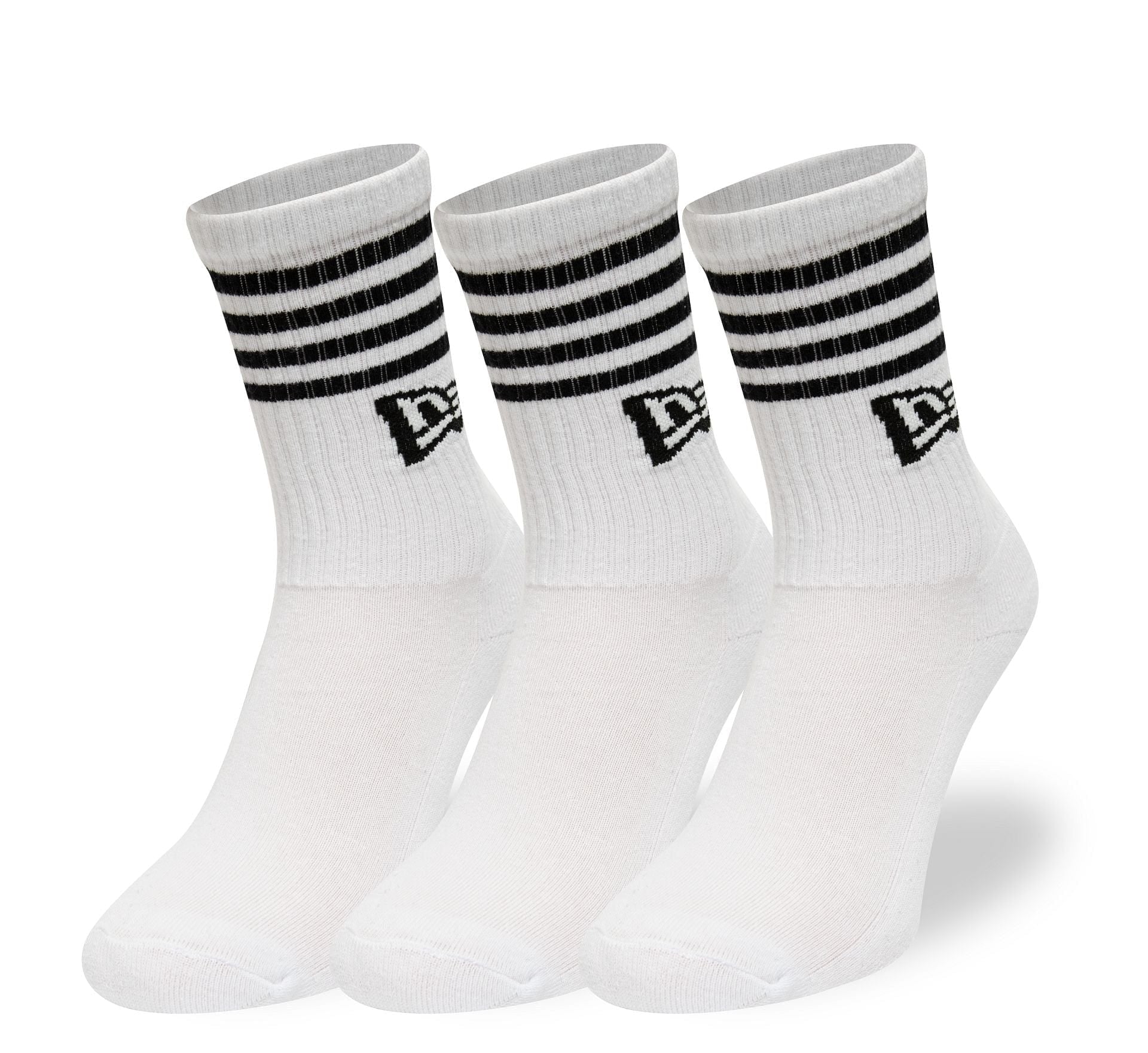 New Era - STRIPE CREW SOCK - 3 Pack - White - Headz Up 