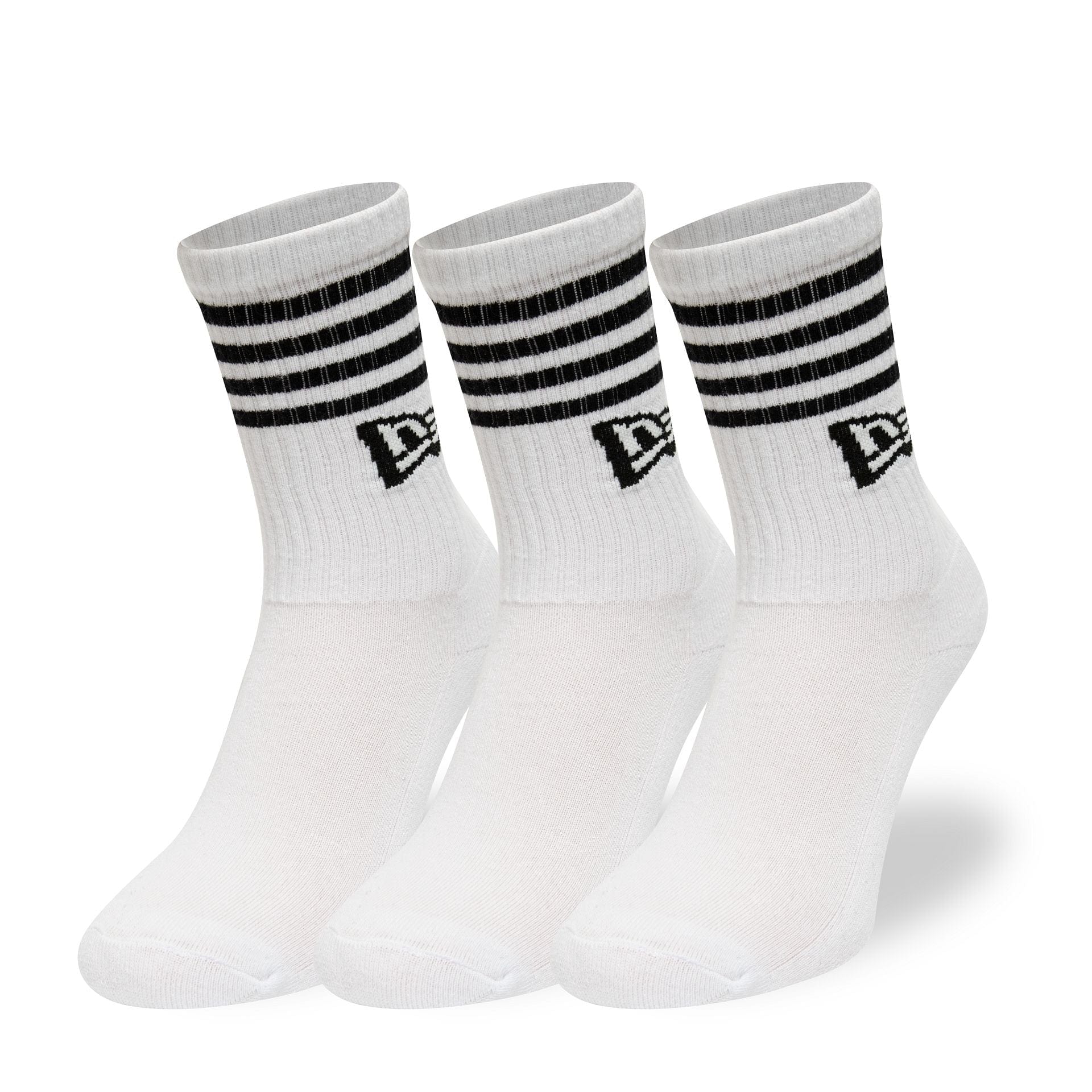 New Era - STRIPE CREW SOCK - 3 Pack - White - Headz Up 
