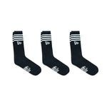 New Era - STRIPE CREW SOCK - 3 Pack - Black - Headz Up 