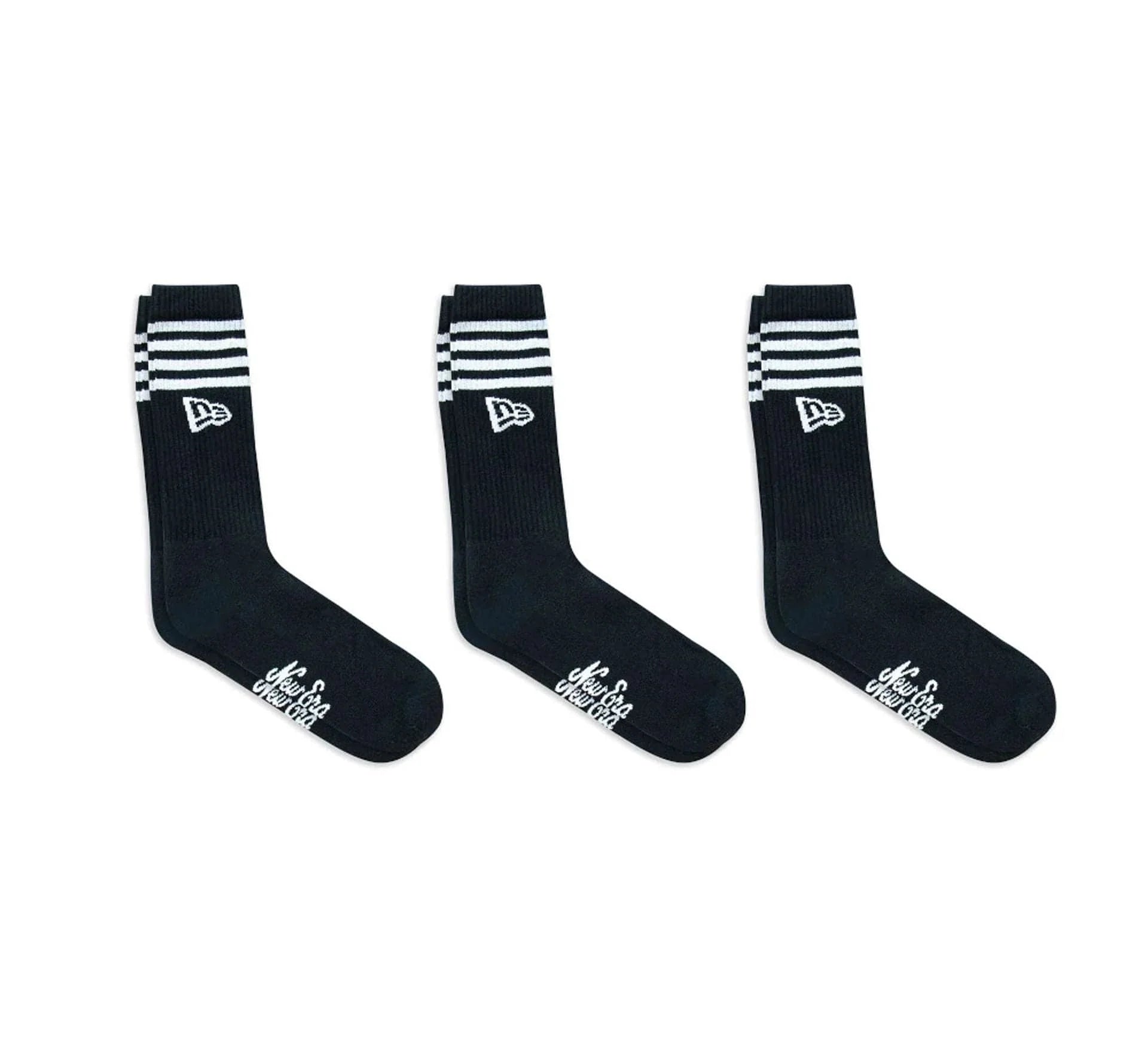 New Era - STRIPE CREW SOCK - 3 Pack - Black - Headz Up 