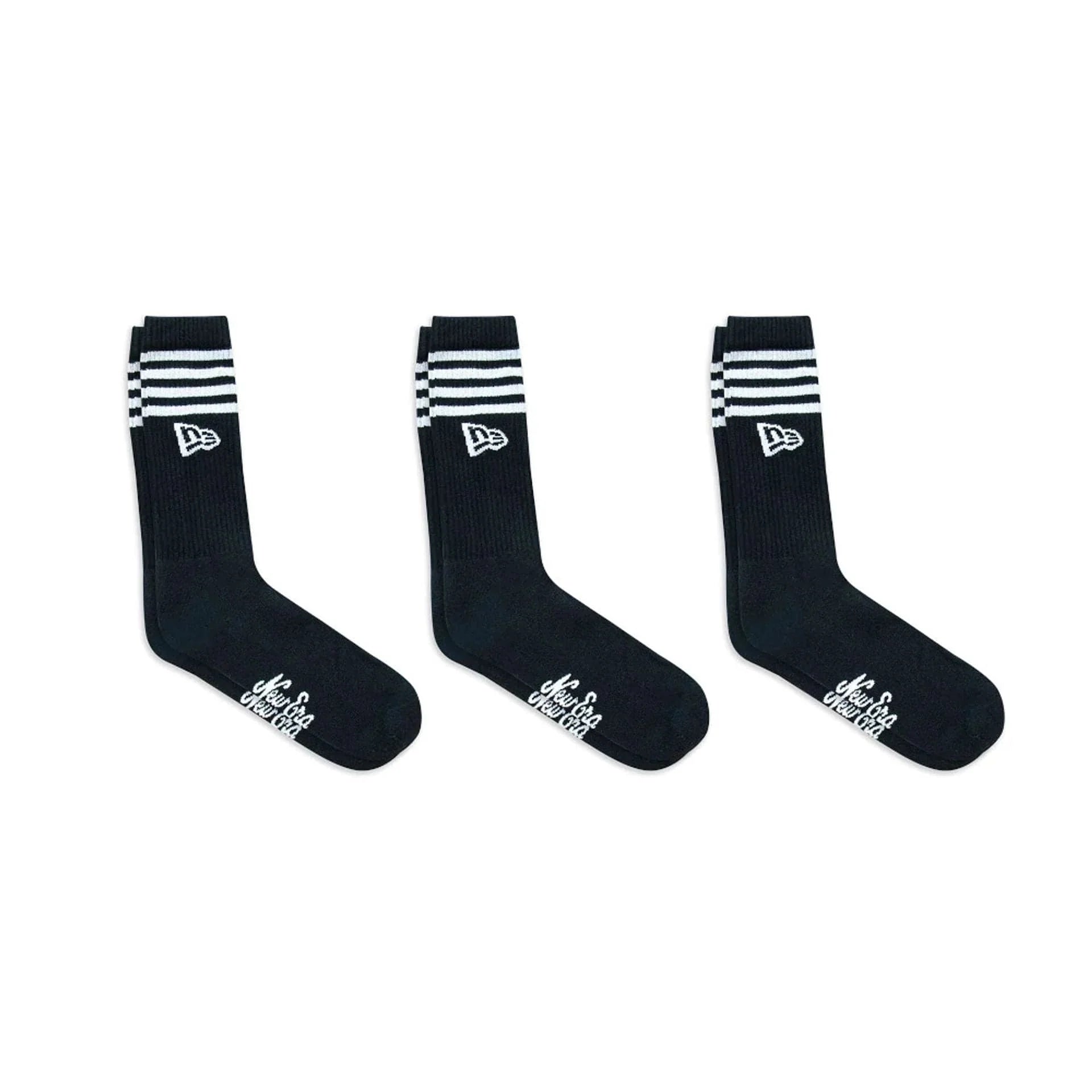 New Era - STRIPE CREW SOCK - 3 Pack - Black - Headz Up 