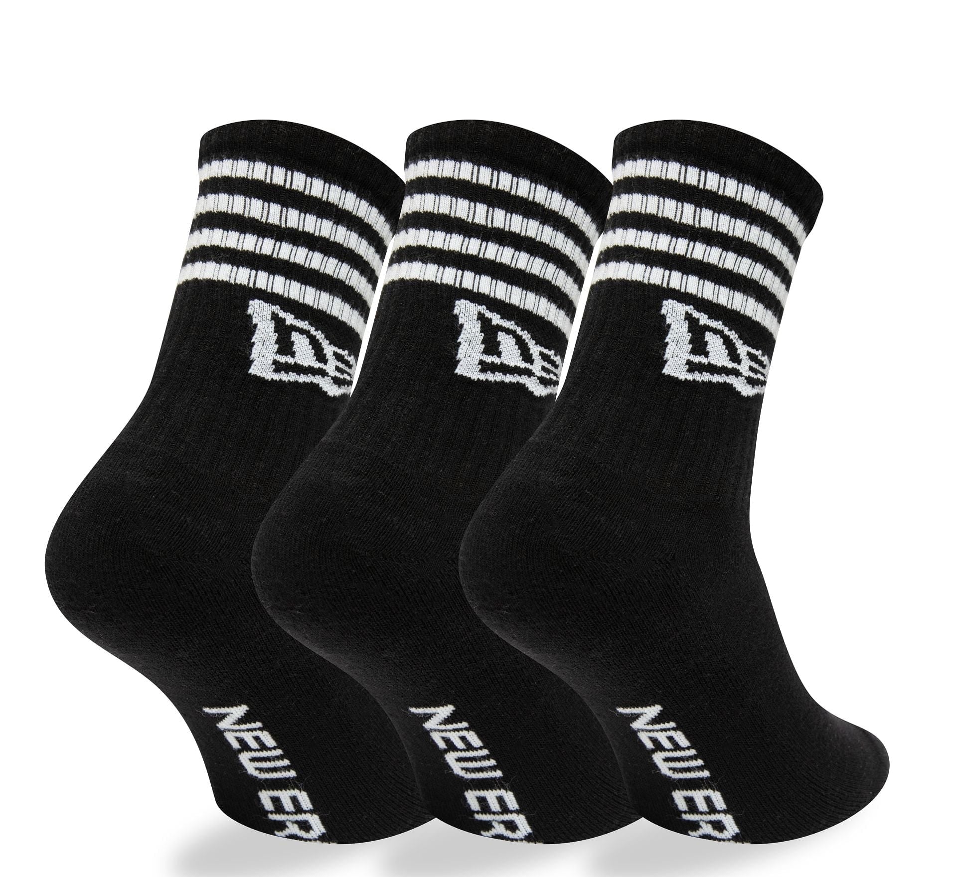 New Era - STRIPE CREW SOCK - 3 Pack - Black - Headz Up 