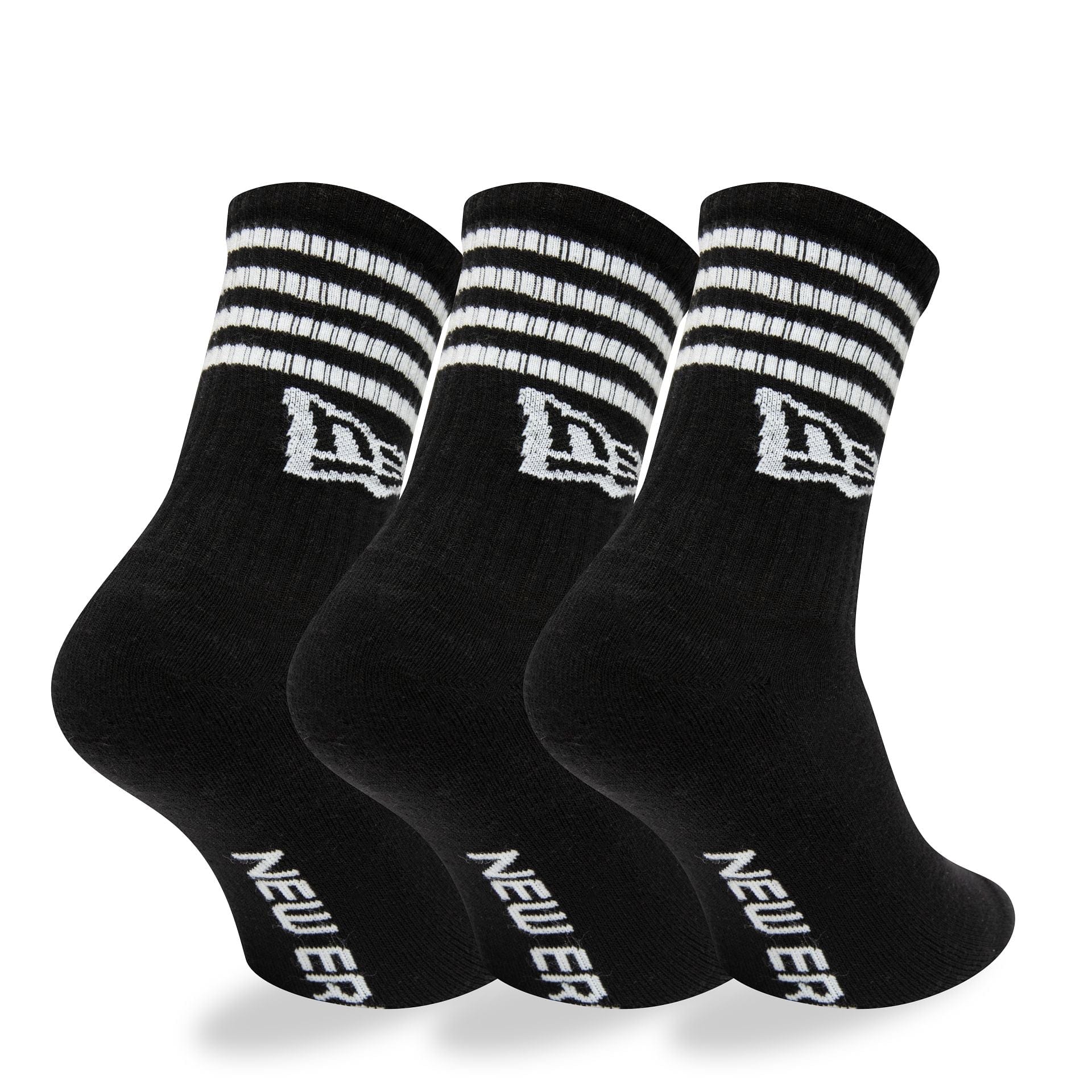 New Era - STRIPE CREW SOCK - 3 Pack - Black - Headz Up 