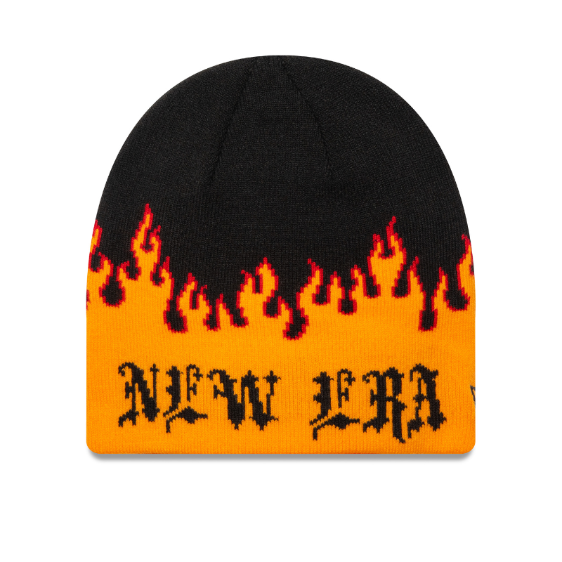 New Era - NE Flame Skull Beanie - Black/Orange