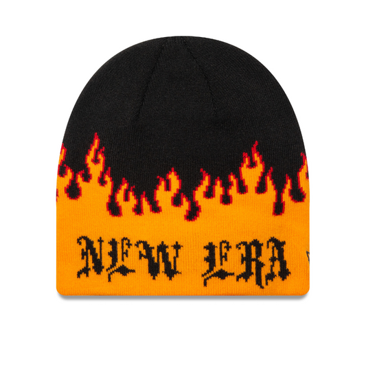 New Era - NE Flame Skull Beanie - Black/Orange