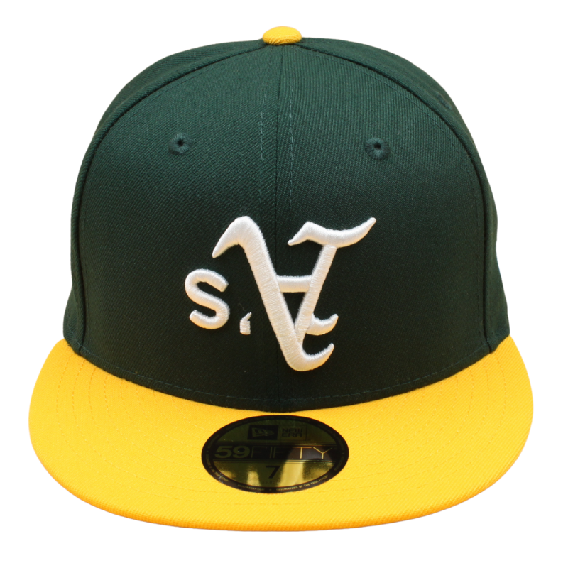 New Era - 59FIFTY Fitted Cap - Oakland Athletics - UPSIDE DOWN LOGO - Dark Green/Grey UV - Headz Up 