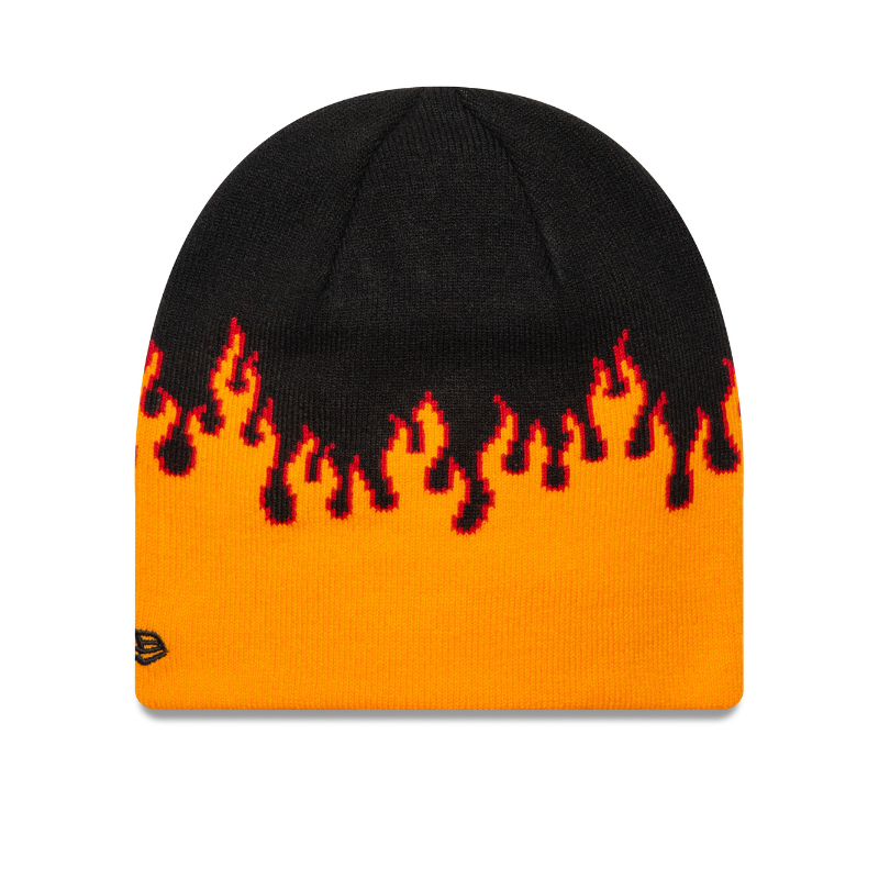 New Era - NE Flame Skull Beanie - Black/Orange