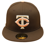 New Era Minnesota Twins 1985 All Star Game cap i valnødfarve med logo og 59FIFTY fit, synlig foran.
