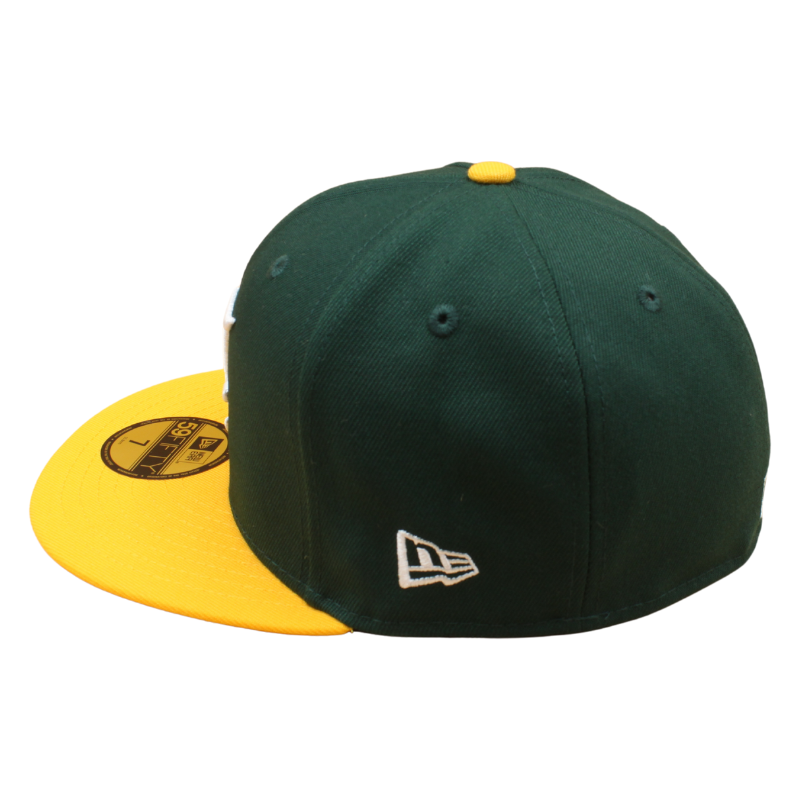 New Era - 59FIFTY Fitted Cap - Oakland Athletics - UPSIDE DOWN LOGO - Dark Green/Grey UV - Headz Up 