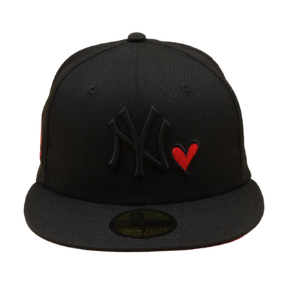 New Era New York Yankees Cooperstown 2009 World Series 59Fifty Fitted Heart - Black On Black/Red - Headz Up 
