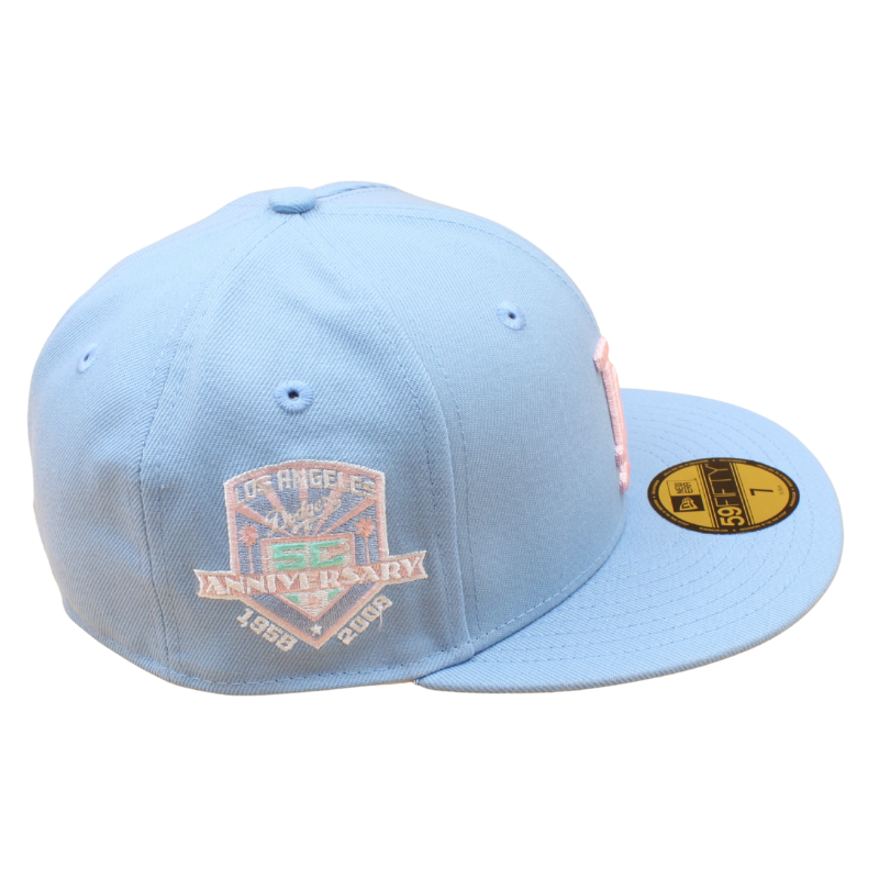 New Era - 59FIFTY Fitted - Los Angeles Dodgers - 50TH Anniversary - Birdseye Blue/Pink - Headz Up 