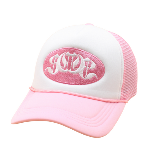 Pink White Sabo Logo Trucker Cap - Headz Up 