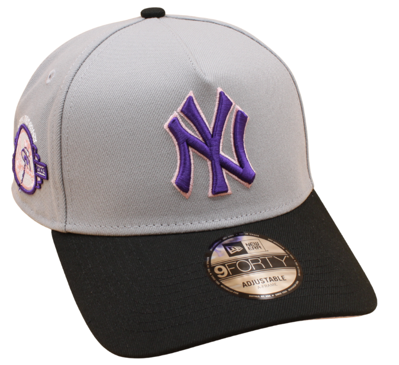 New Era 9FORTY A-Frame cap med Yankees-logo, grå, sort og pink farver, justerbar cap til sport og fritid