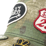 Von Dutch A-Frame kasket med oval patch i grøn camouflage, stilfuld cap til casual brug.