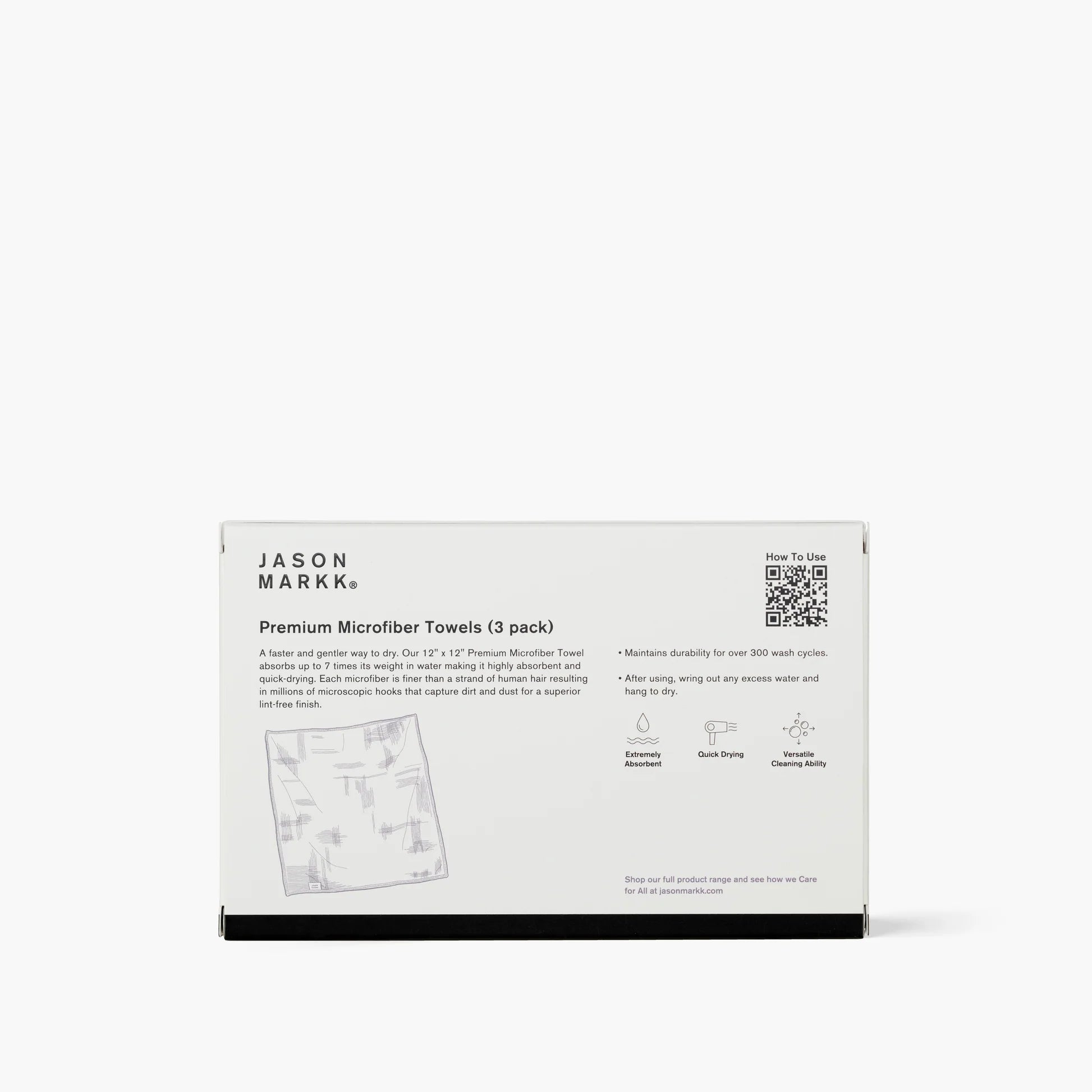 Jason Markk microfiber håndklæder 3-pack, grå, bløde og absorberende accessories til rengøring og pleje.