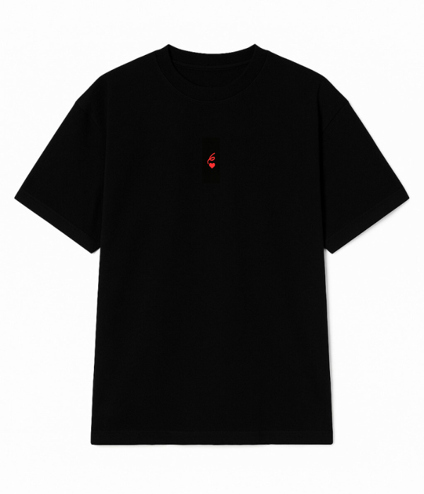 SIXTH JUNE - 6 Heart Embro SS Tshirt - Black - Headz Up 