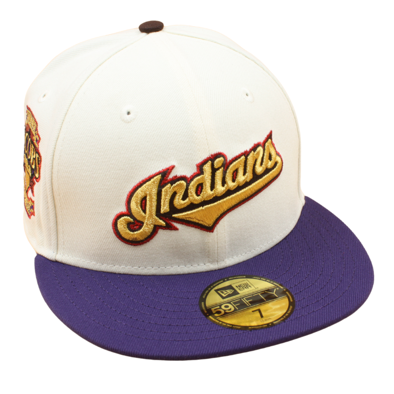 New Era 59FIFTY Fitted Cap - Cleveland Indians Cooperstown - 1994 Inaugural Season - Chrome/Purple - Headz Up 