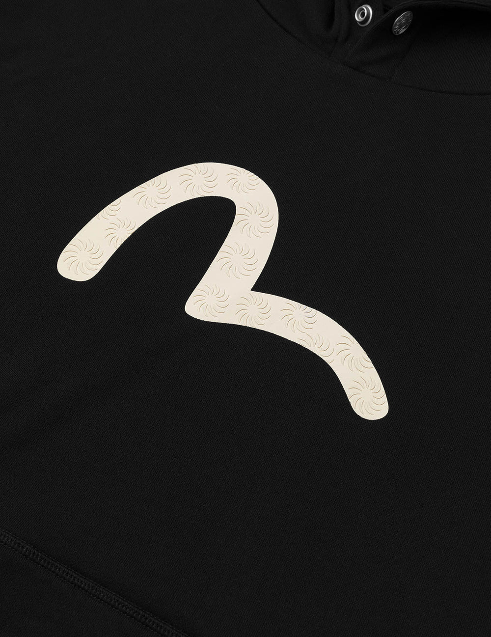 Sort EVISU hoodie med seagull print, komfortabel crewneck i blødt materiale, moderne streetwear design