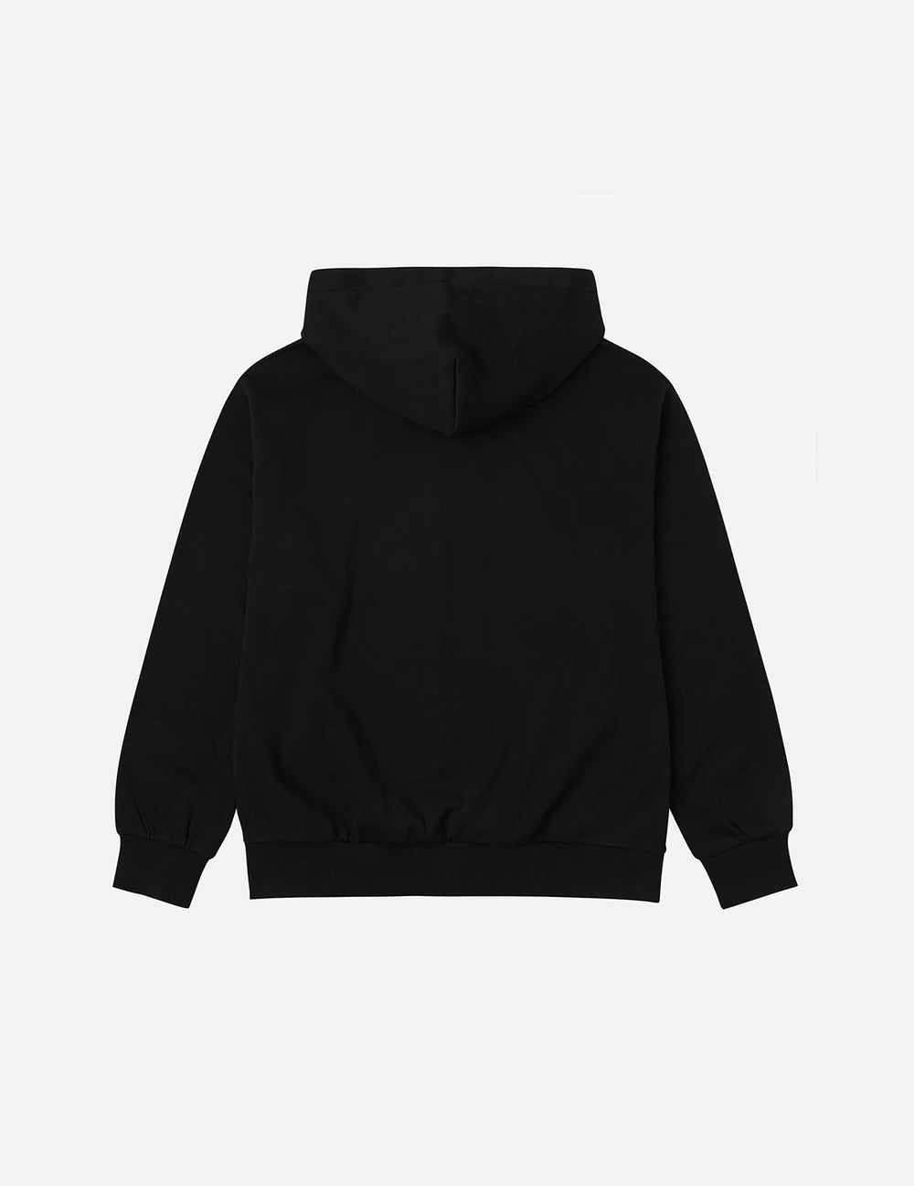 Sort EVISU hoodie med sejllignende print, afslappet crewneck i blødt materiale, vises i billedet.