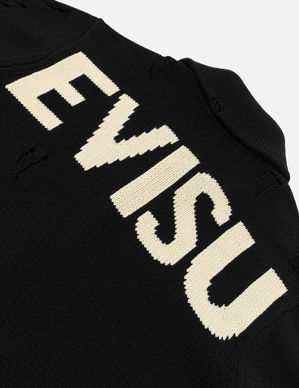 EVISU bomuldsmiks cardigan jakke i sort, blødt strikket design med ribdetaljer og klassisk fit.