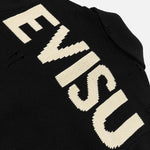 EVISU bomuldsmiks cardigan jakke i sort, blødt strikket design med ribdetaljer og klassisk fit.