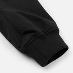 Sort EVISU-bomberjakke med Daicock-print, vises med detaljeret design og logo på forsiden.