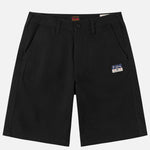 EVISU sorte shorts med sejlerfugl print, vævet materiale, stilfuldt design til afslappede outfits.