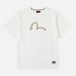 EVISU T-shirt med hvid farve og sejlende måge print, kortærmet, afslappet pasform, blødt bomuldsstof.