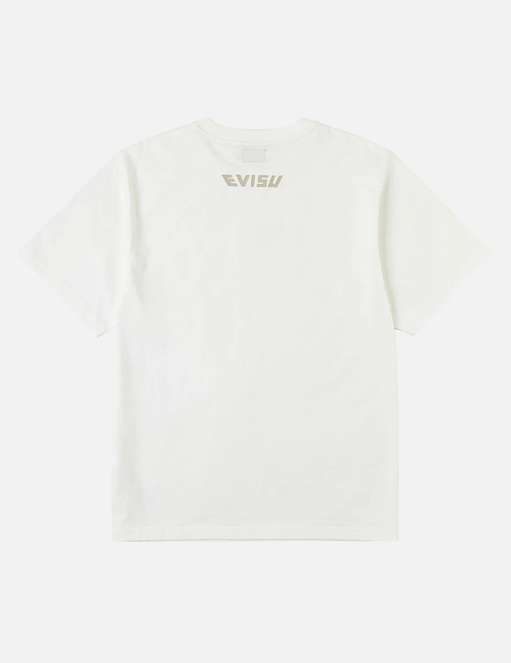 EVISU T-shirt med håndbørstet seagull-udskrift i off-white, kortærmet bomuldsklædning, afslappet stil.